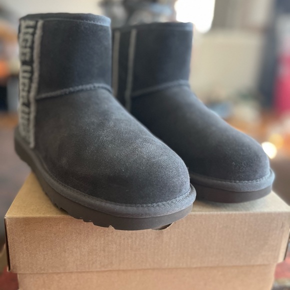 UGG Women’s Mini Shearling Logo Boots Size 7 - Picture 2 of 8